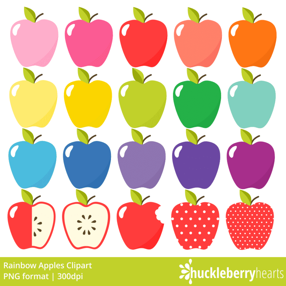 Assorted Rainbow Colored Apples Clipart