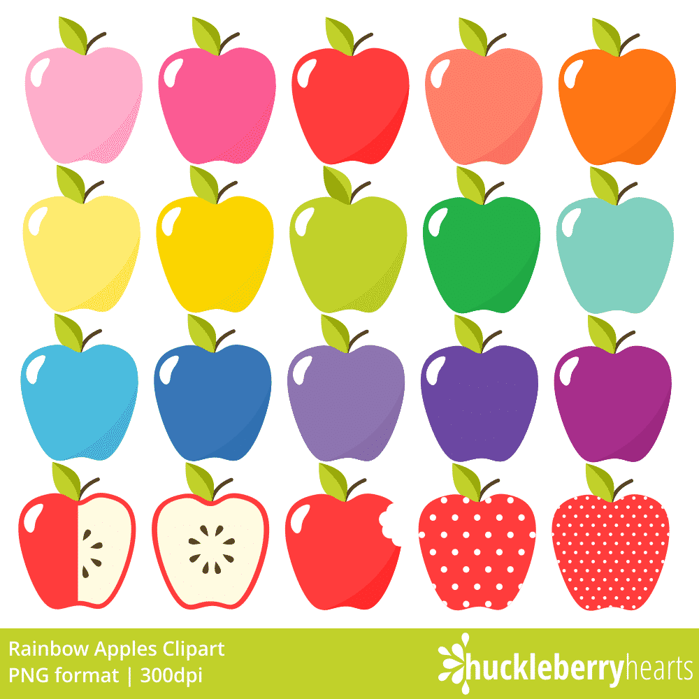 Assorted Rainbow Colored Apples Clipart