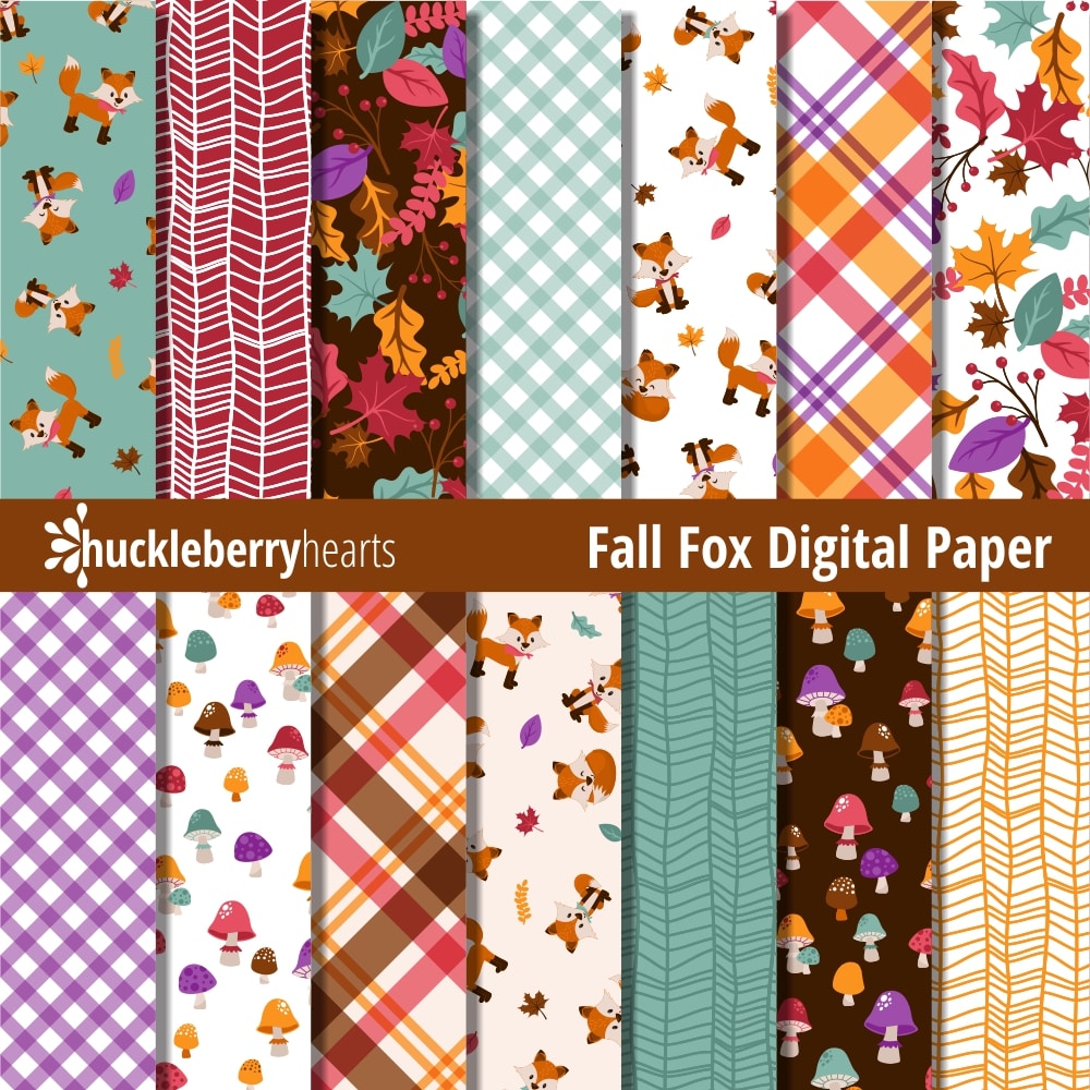 Fall Fox Digital Scrapbook Paper