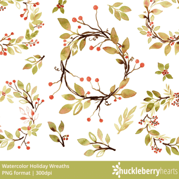 Watercolor Holiday Wreaths