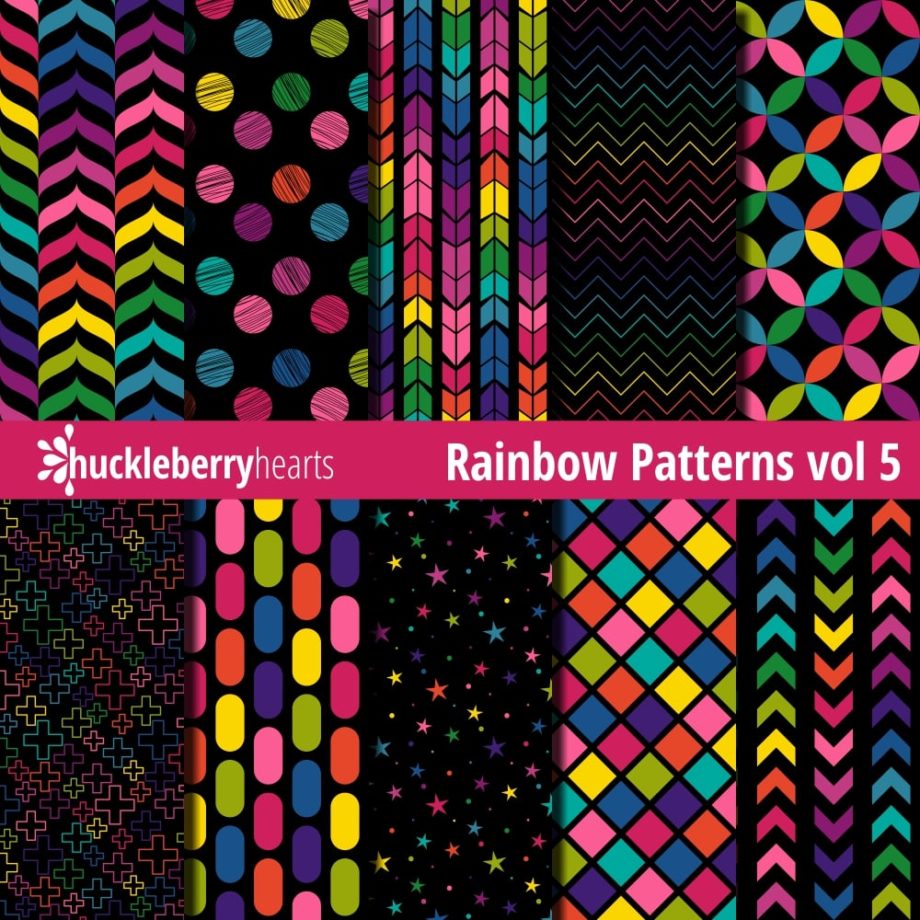 Bright and Colorful Rainbow Patterns on Dark Black Backgrounds