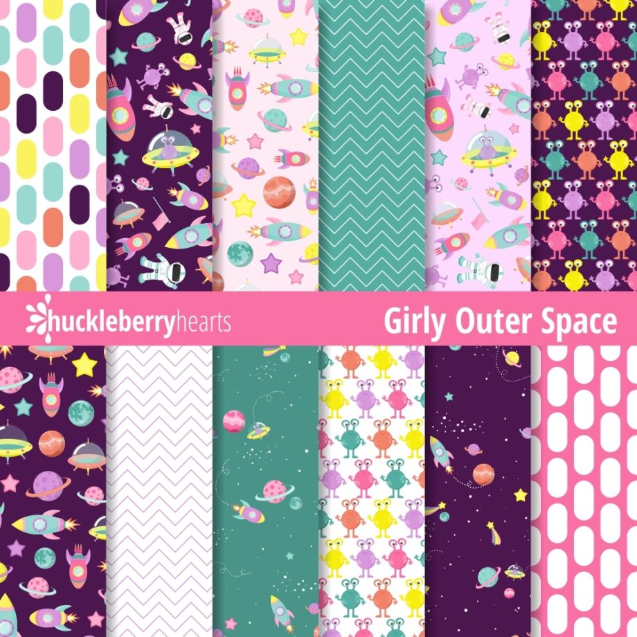 Girly Outer Space Seamless Digital Scrapbook Paper
