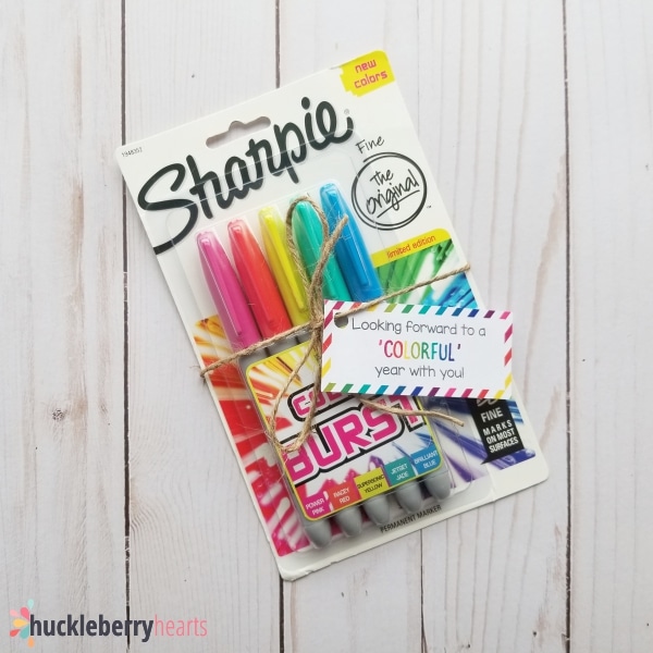 Looking forward to a colorful year with you gift tag printable