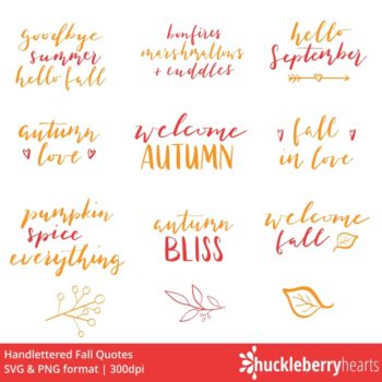 Handlettered Fall Quotes Clipart and SVG