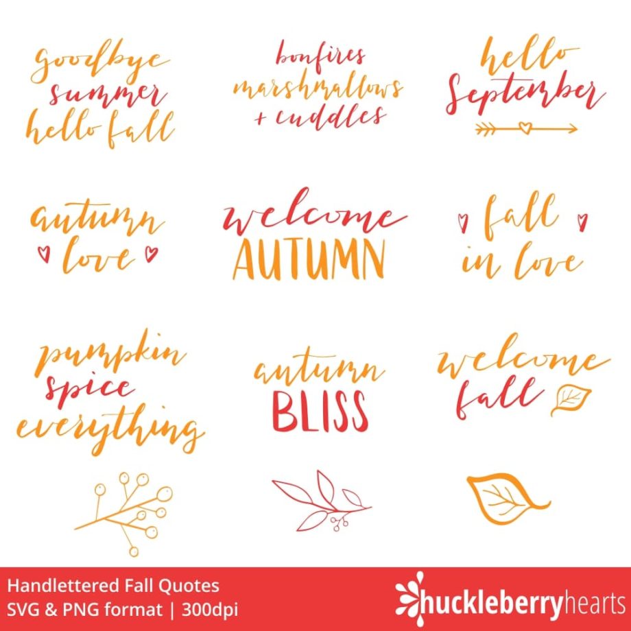 Handlettered Fall Quotes Clipart and SVG
