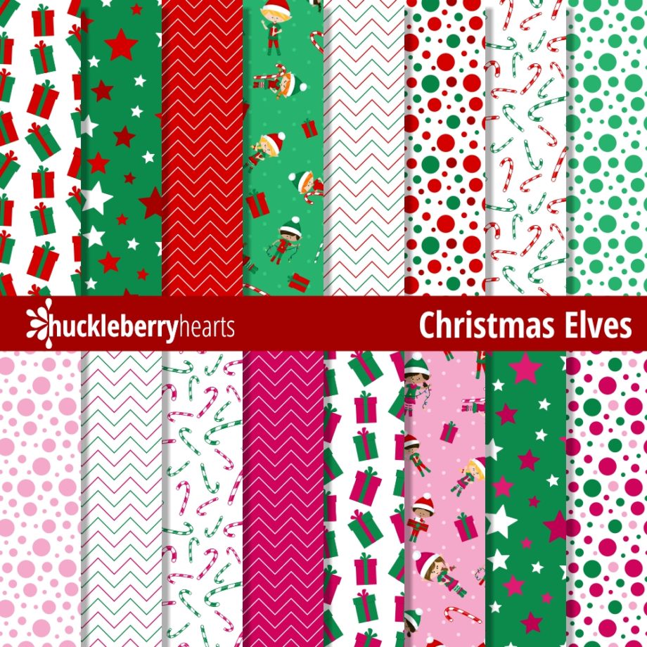 Christmas Elves Digital Paper Patterns