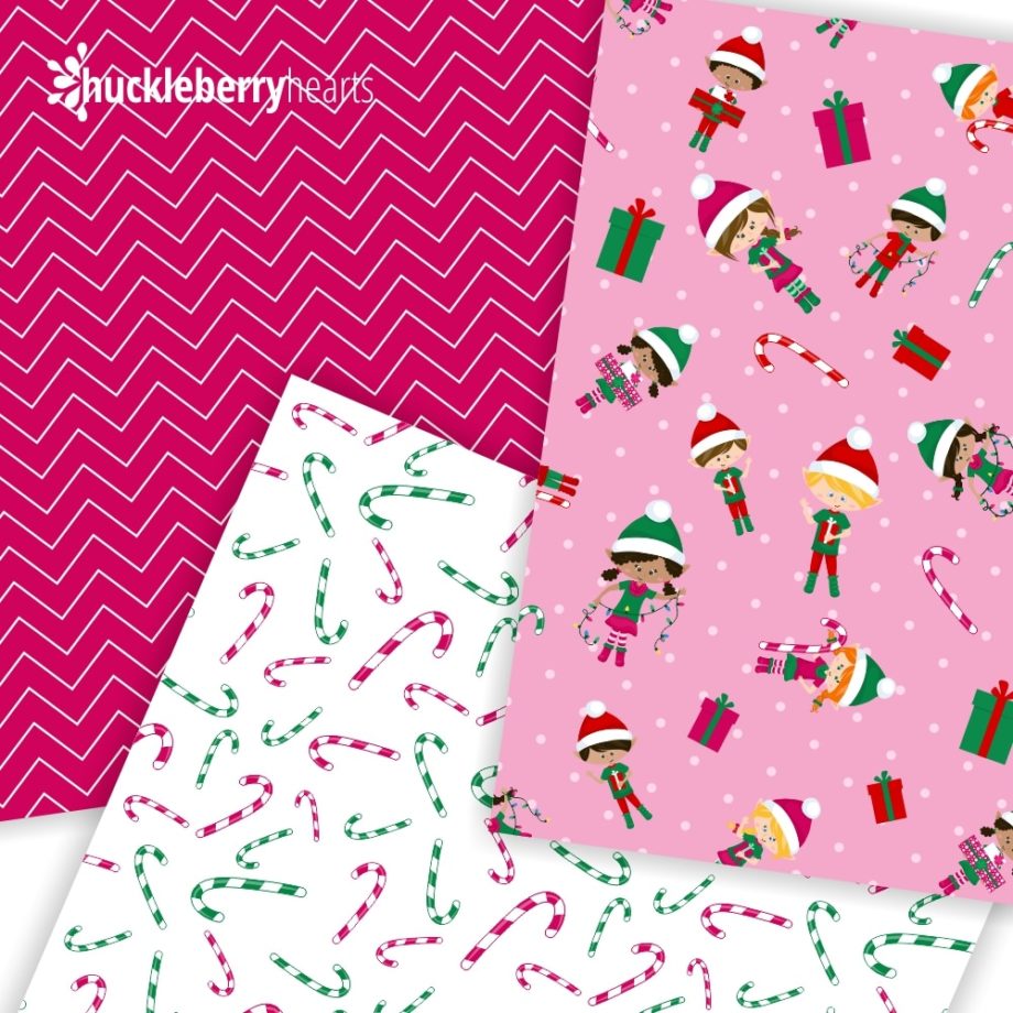 Christmas Elves Digital Paper Patterns