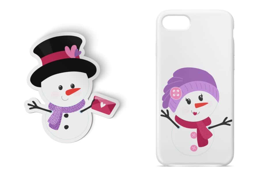 Assorted Valentine Themed Snowmen Clipart and Vectors