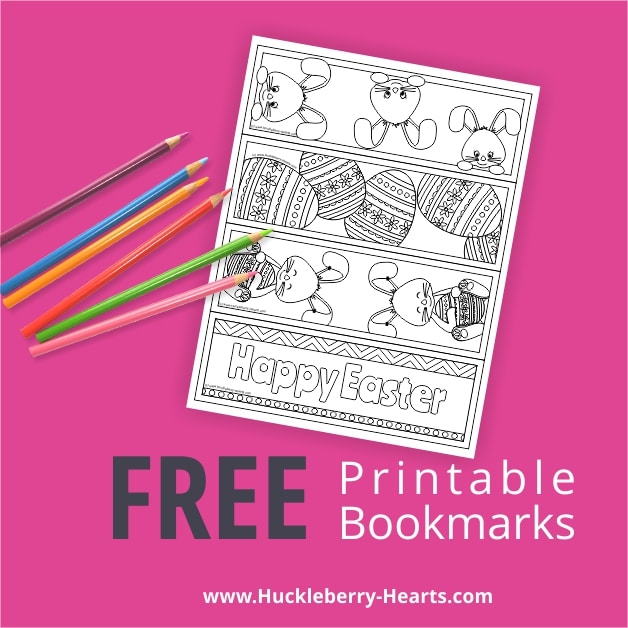 Printable Bookmarks with easter bunnies and easter eggs from huckleberry hearts