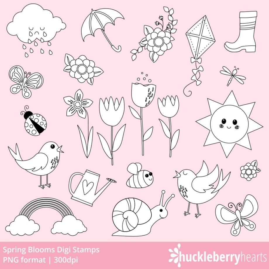 Spring Blooms Digital Stamps