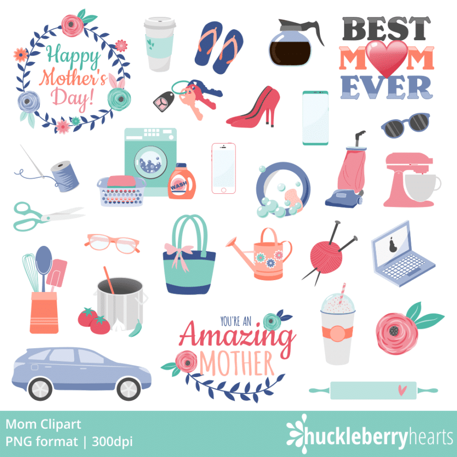 Mothers Day Themed Mom Clipart Set