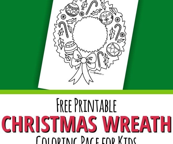Printable Christmas Wreath Coloring Page for Kids