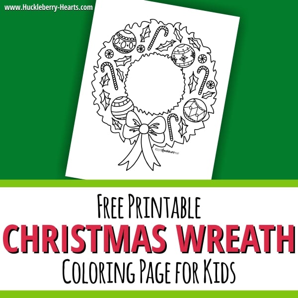 Printable Christmas Wreath Coloring Page for Kids