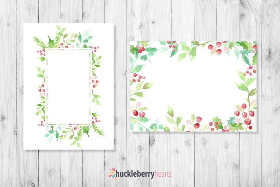 Digital Christmas Watercolor Frames