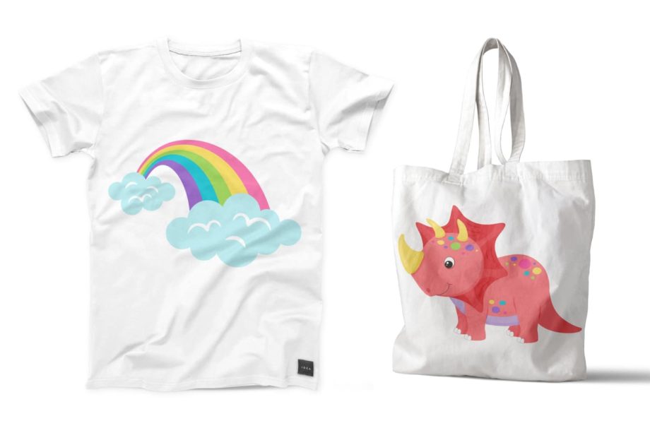 Rainbow Dinosaurs Clipart