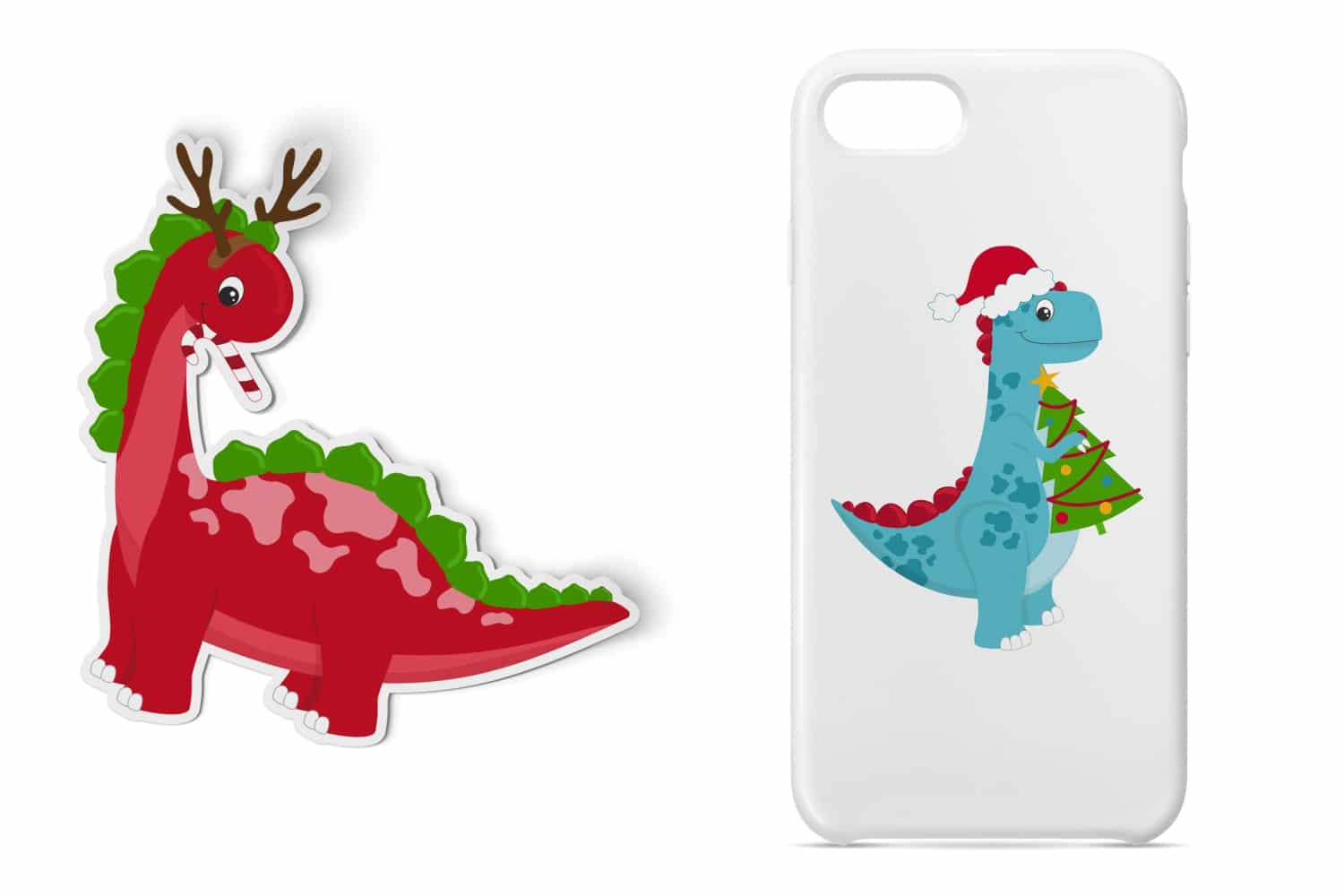 Christmas Themed Dinosaur Clipart and SVG Set
