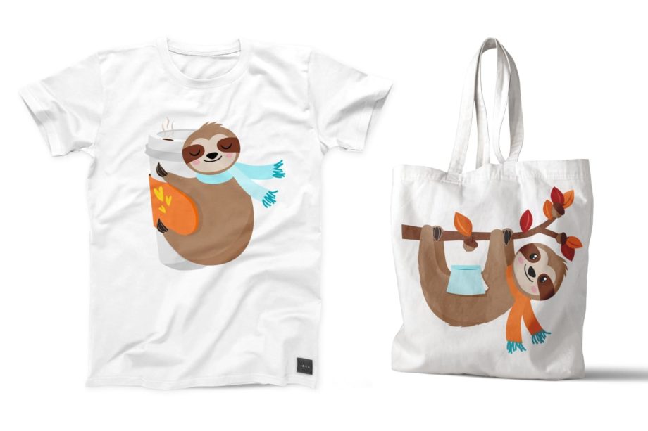 Fall Sloth Clipart
