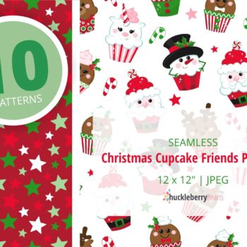 Assorted Christmas Cupcake Themed Digital Patterns