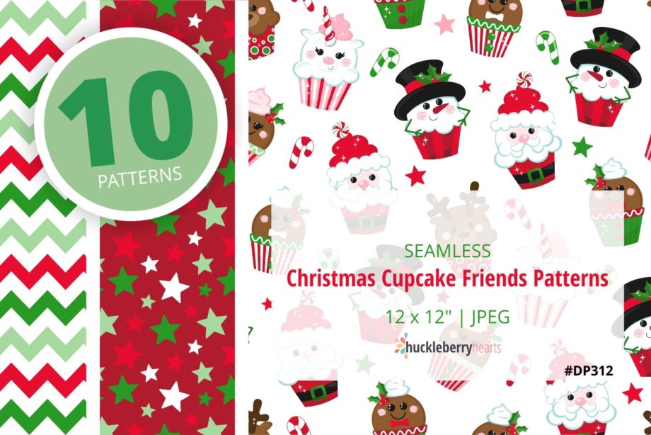 Assorted Christmas Cupcake Themed Digital Patterns