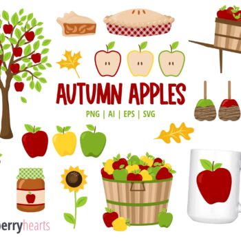 Autumn Apple Clipart Set