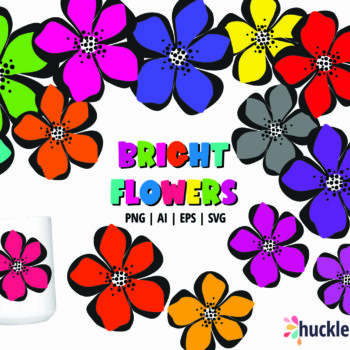 Assorted Bright Rainbow Colored Flower Cliparts