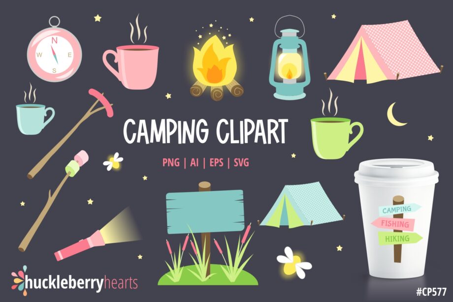 Camping Clipart and Vector Set