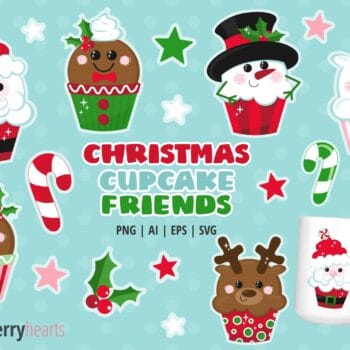 Christmas Cupcake Friends Clipart