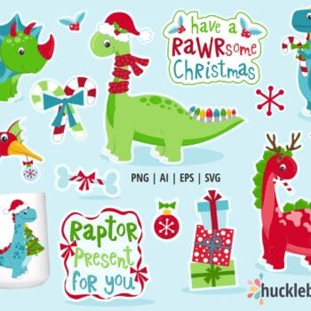 Assorted Holiday Dinosaur Clipart Set