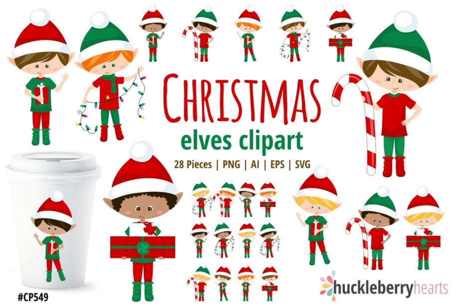 Christmas Elf Boys Clipart