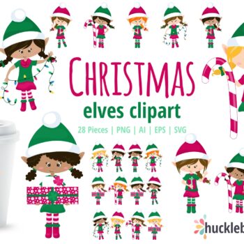 Christmas Elf Girls Clipart