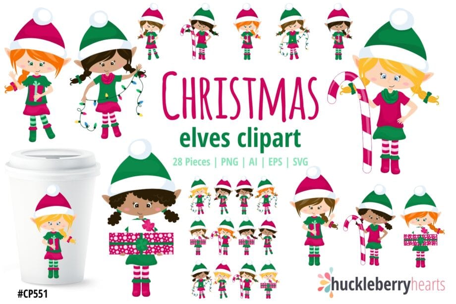 Christmas Elf Girls Clipart