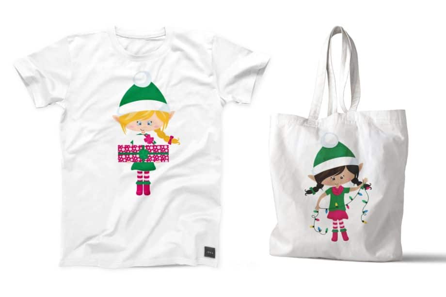 Assorted Christmas Elf Girls Clipart and Vector Set