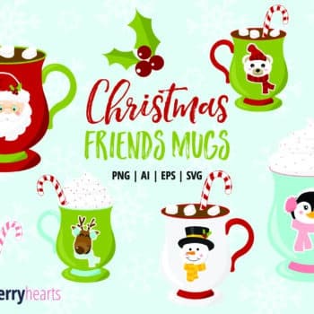 Christmas Friends Mugs Clipart