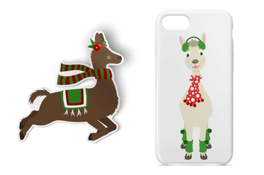 Christmas Llamas Clipart