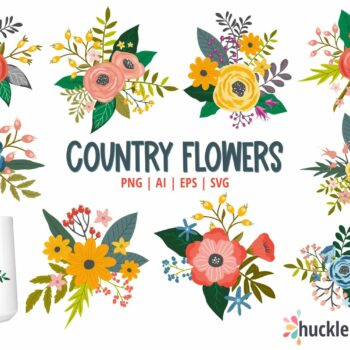 Country Flowers Clipart