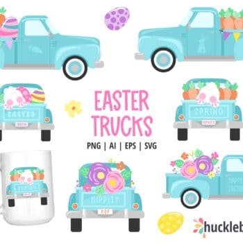 Assorted Easter Truck Cliparts