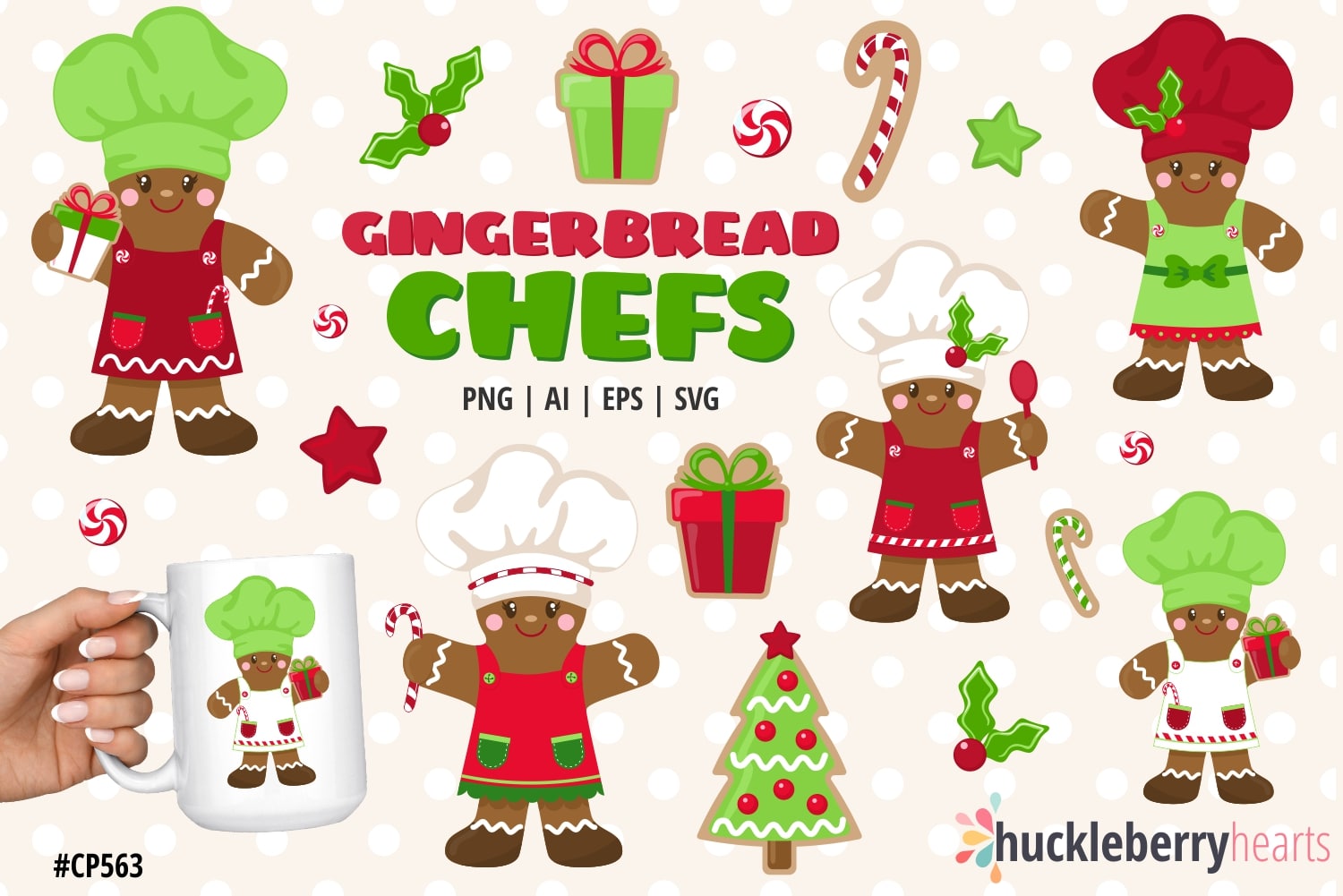 Assorted Gingerbread Chef Clipart Set