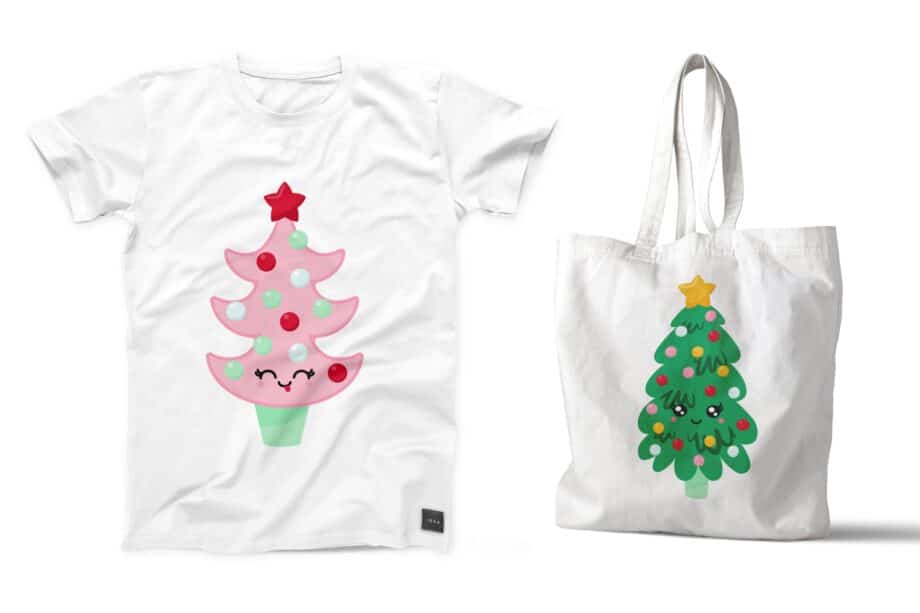 Assorted Kawaii Christmas Tree Clipart and Vector Set