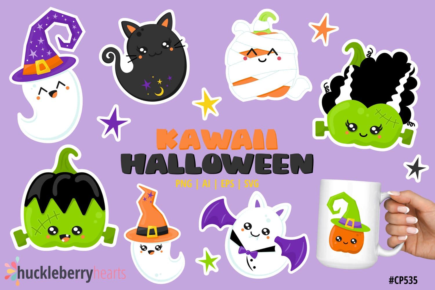 Assorted Kawaii Halloween Themed Clipart Set
