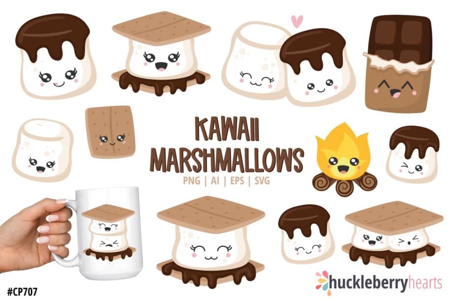 Assorted kawaii smores clipart