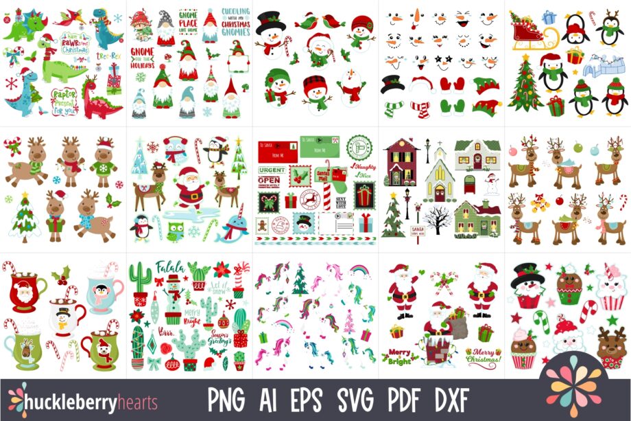 Assorted Christmas themed clipart and vector crafting bundle