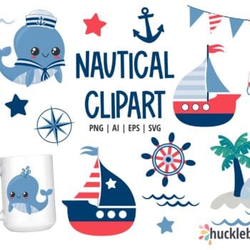 Assorted nautical themed clipart set