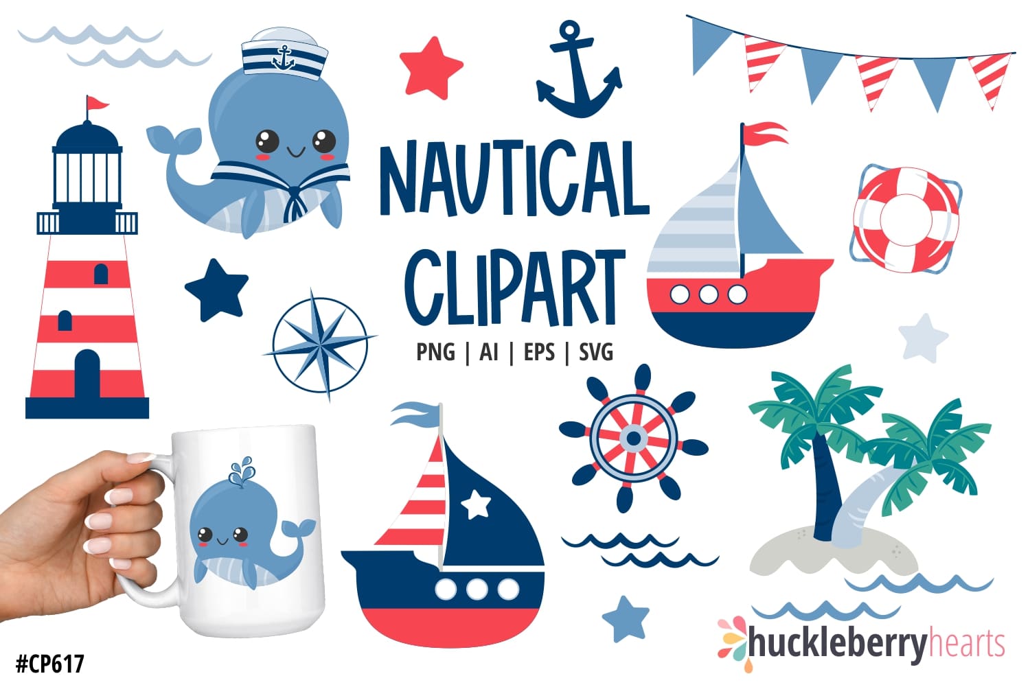 Assorted nautical themed clipart set