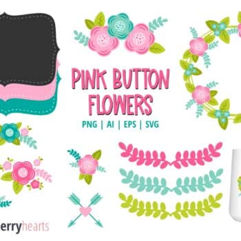 Assorted Pink Floral Clipart and Vector Set