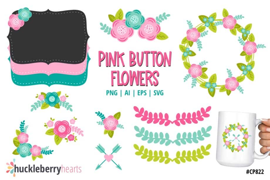 Assorted Pink Floral Clipart and Vector Set
