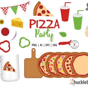 Assorted Pizza Party Clipart and Vector Set