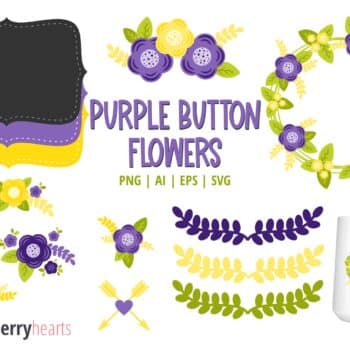 Assorted Purple and Yellow Flower Clipart and SVG Set