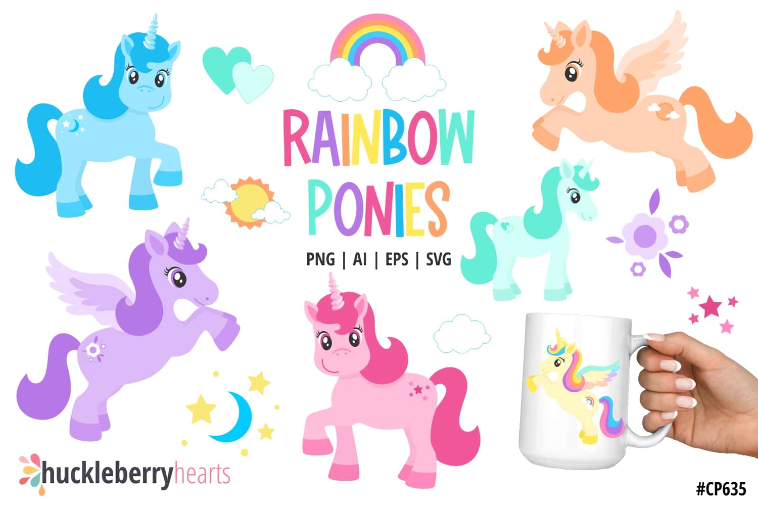 Assorted Rainbow Unicorn Clipart