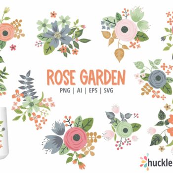 Assorted Rose Garden Clipart and Vectors Set