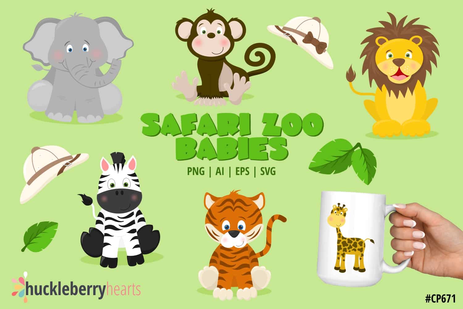 Safari Zoo Babies Clipart - Huckleberry Hearts
